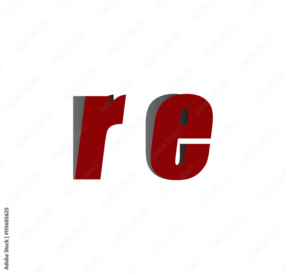 re logo initial red and shadow re logo initial red and shadow