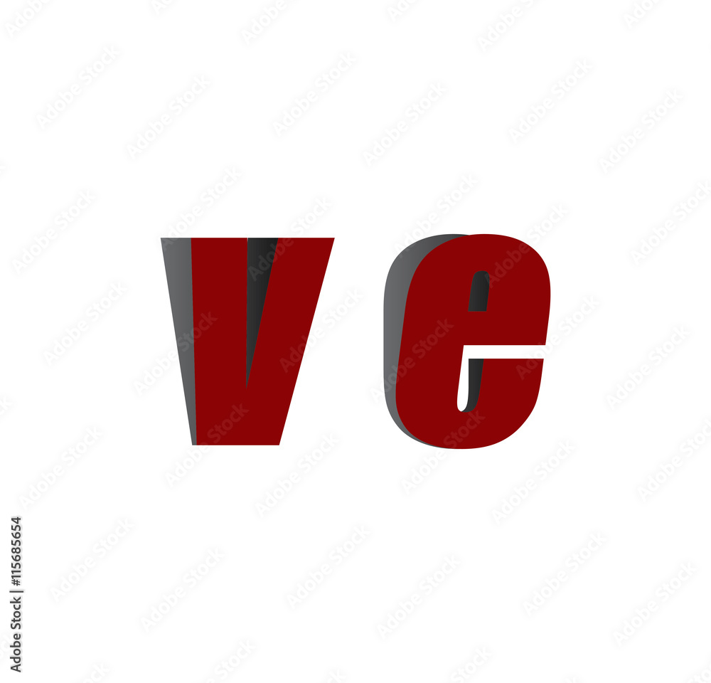 Obraz premium ve logo initial red and shadow