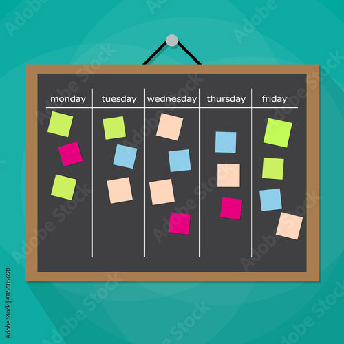 Scrum task board hanging on wall
