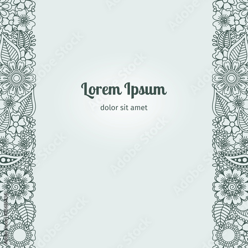 Henna Flowers Mehndi Style Card Template. Vector illustration photo