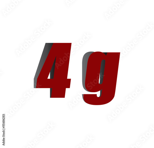 4g logo initial red and shadow