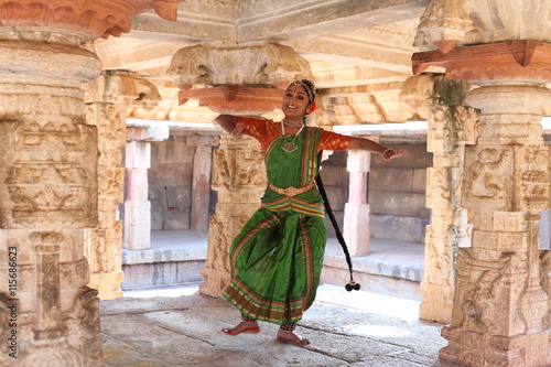 kuchipudi is one of the classical dance forms of india,from the state of andhra pradesh.here the dancer performing at bhoganadeeswara temple near bangalore,famous for sculptures