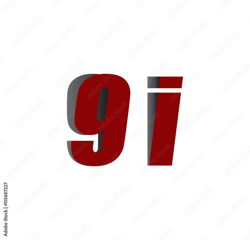 Obraz premium 9i logo initial red and shadow