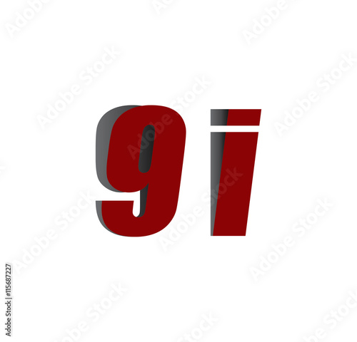 Wallpaper Mural 9i logo initial red and shadow Torontodigital.ca