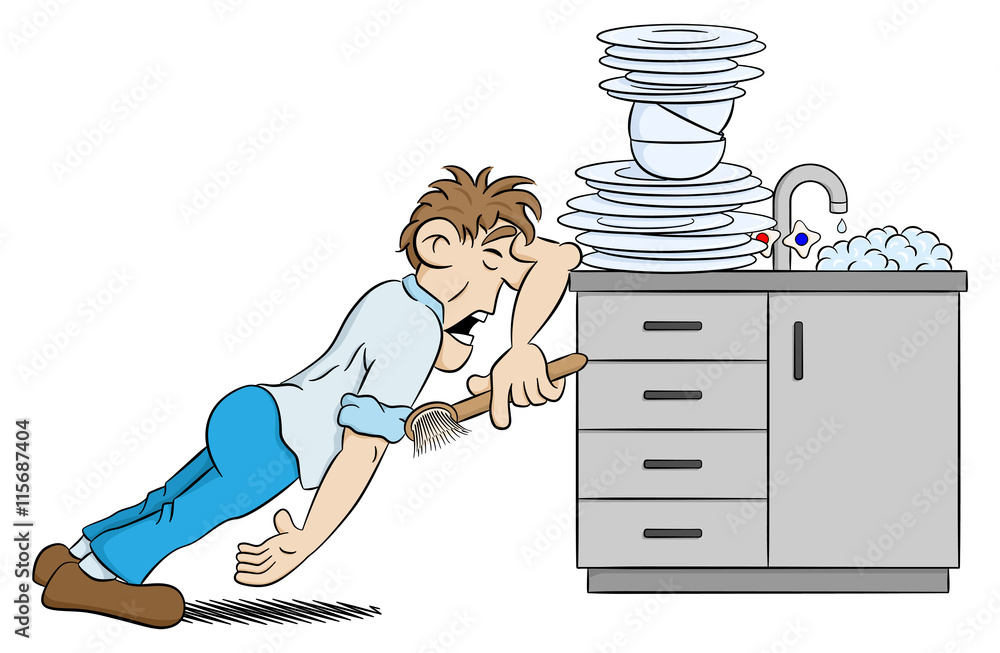 Не хочу мыть посуду. Карикатура мойка посуды. Мужчина моющий посуду. Мытье посуды рисунок. Мойка посуды мультяшная.