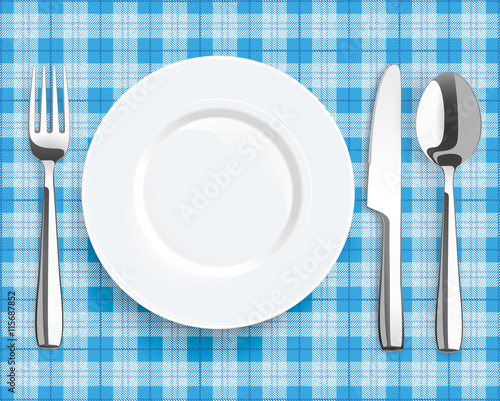 Picknick - Decke mit Teller und Besteck