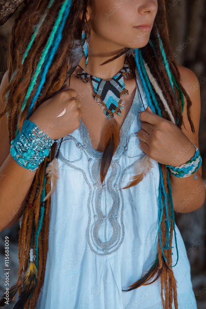 close up photo of boho girl close up photo of boho girl