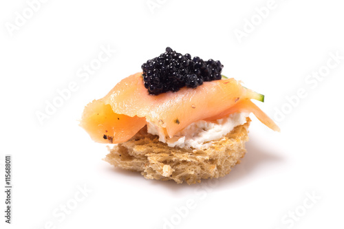 Smoked Salmon Canapes with Sour Cream and Caviar