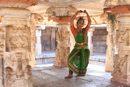 kuchipudi is one of the classical dance forms of india,from the state of andhra pradesh.here the dancer performing at bhoganadeeswara temple near bangalore,famous for sculptures