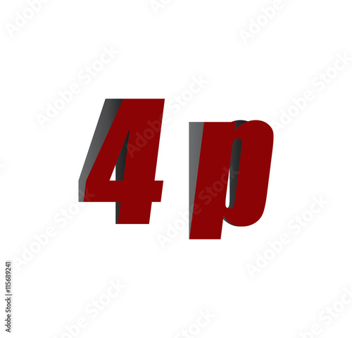 4p logo initial red and shadow