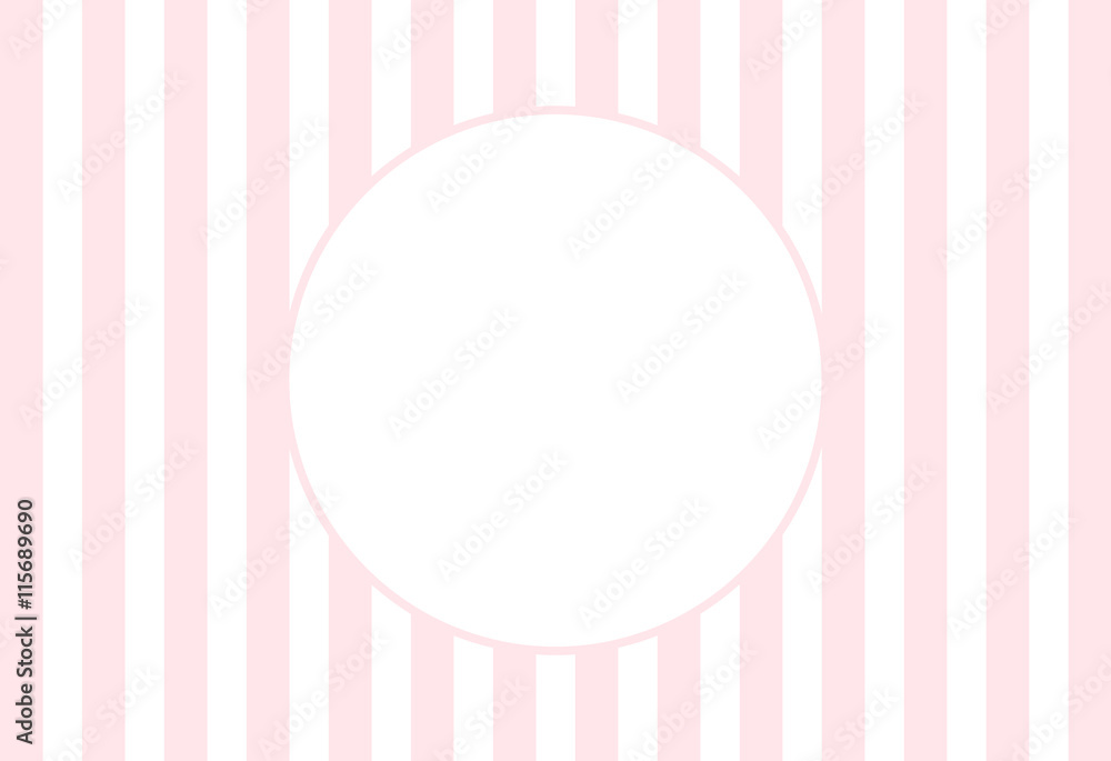 soft-color vintage pastel abstract background with colored vertical stripes (shades of pink color), illustration, copy space for text in white circle