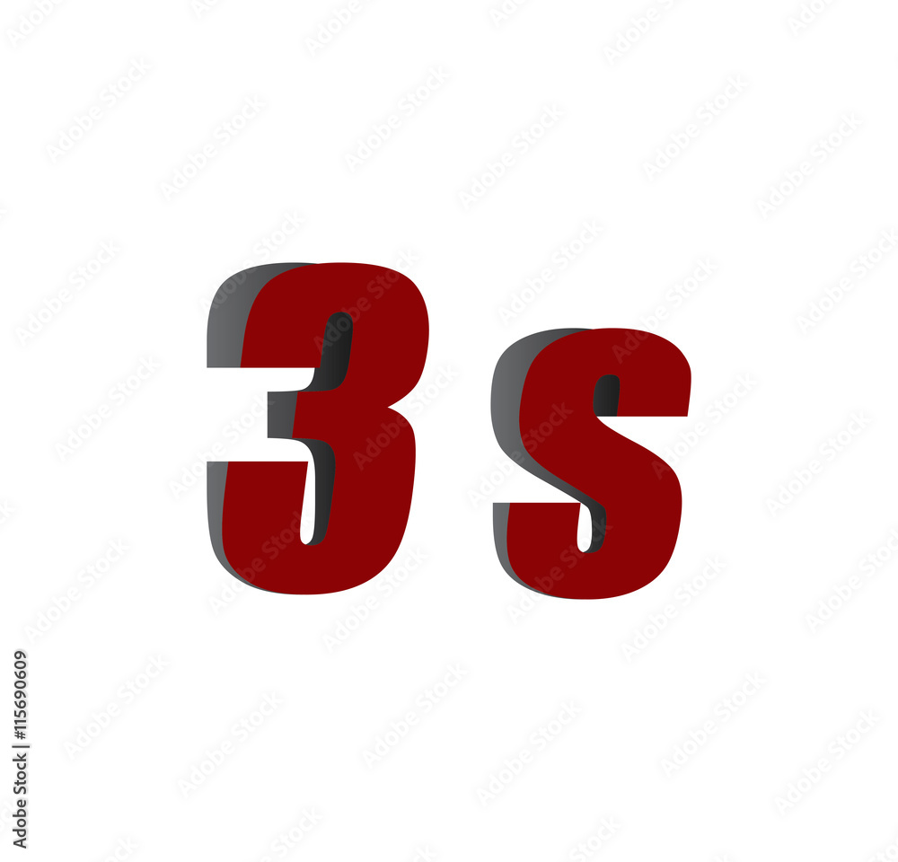 3s logo initial red and shadow 3s logo initial red and shadow