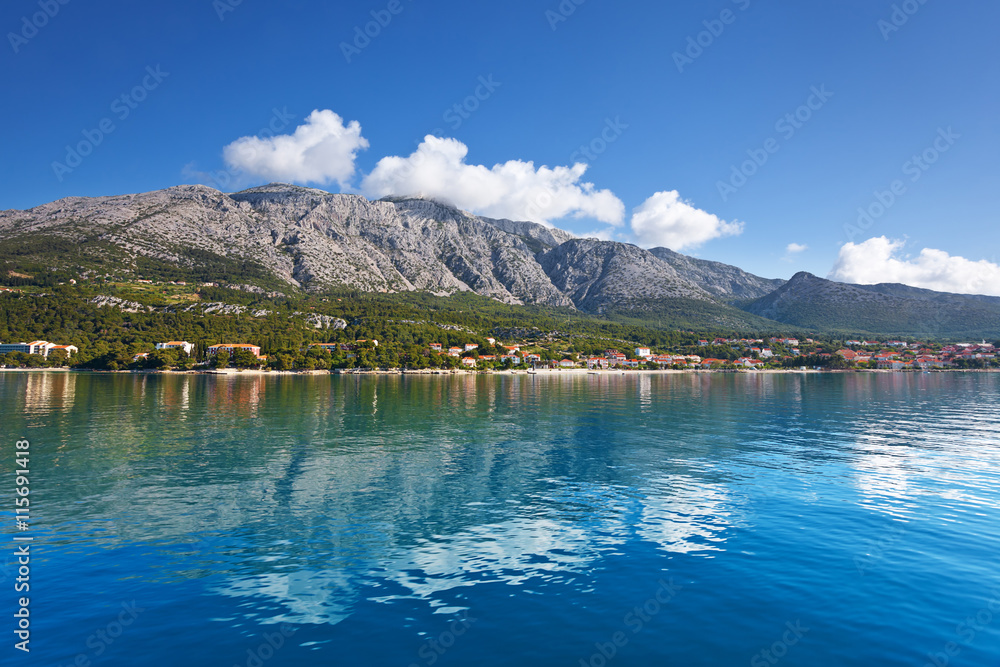 picturesque view of mount of Saint Elijah on peninsula Peljesac. Croatia.
