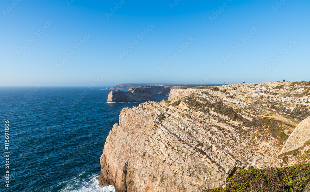 Rocks and sandy beach in Portugal, Sagres