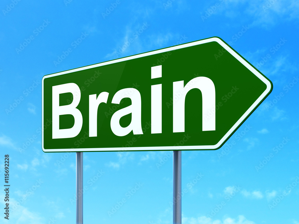 Medicine concept: Brain on road sign background Medicine concept: Brain on road sign background