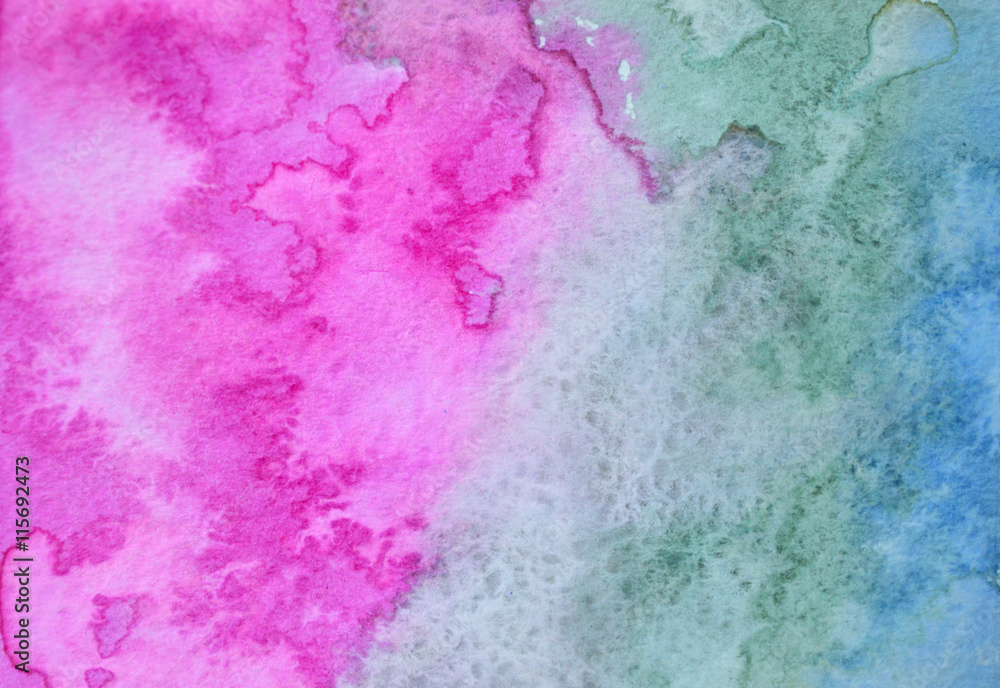 Beautiful watercolor abstract background in pink, gray and blue colors
