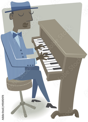 Pianist. Retro style illustration of a man playing the piano.