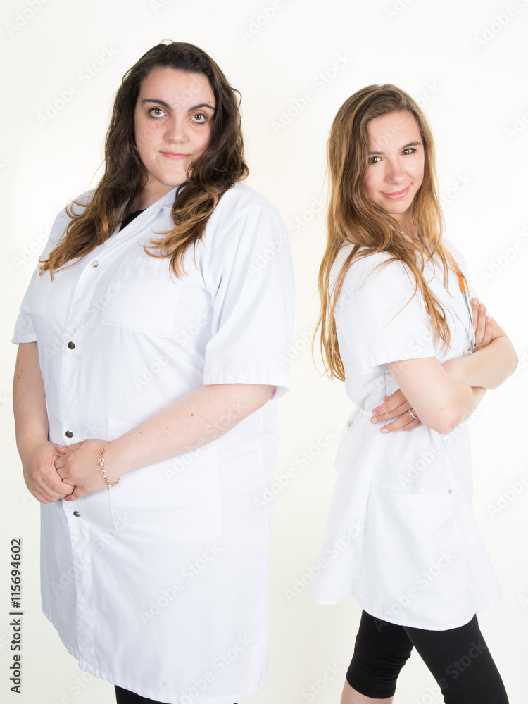 Medical team on a hospital over white background Medical team on a hospital over white background