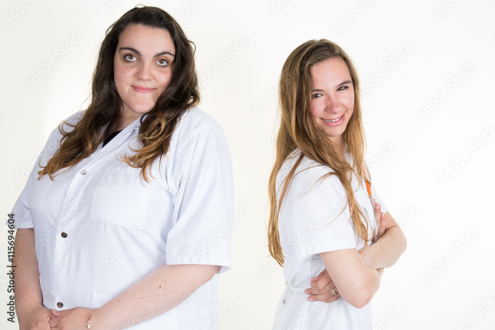 Medical team on a hospital over white background Medical team on a hospital over white background