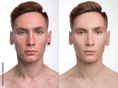 Obraz na płótnie man before and after retouch