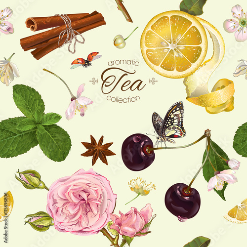 Vector aromatic tea pattern