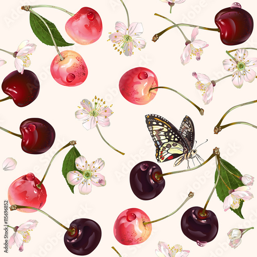 Vector cherry seamless pattern.