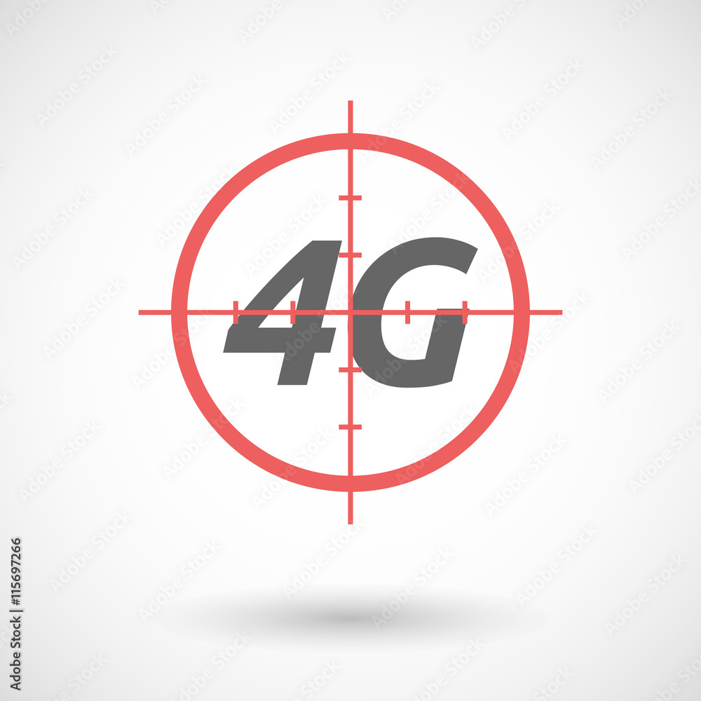 Isolated red crosshair icon with the text 4G Isolated red crosshair icon with the text 4G