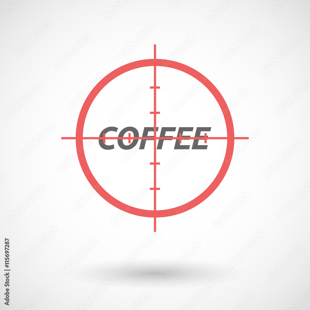 Isolated red crosshair icon with the text COFFEE Isolated red crosshair icon with the text COFFEE