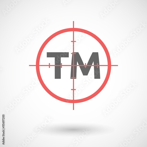 Isolated red crosshair icon with    the text TM