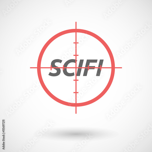 Isolated red crosshair icon with    the text SCIFI