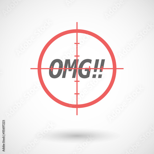 Isolated red crosshair icon with    the text OMG!!