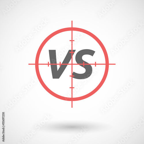 Isolated red crosshair icon with    the text VS
