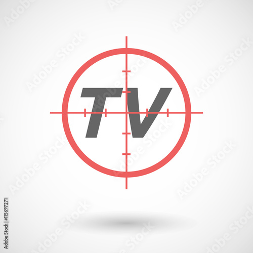 Isolated red crosshair icon with    the text TV