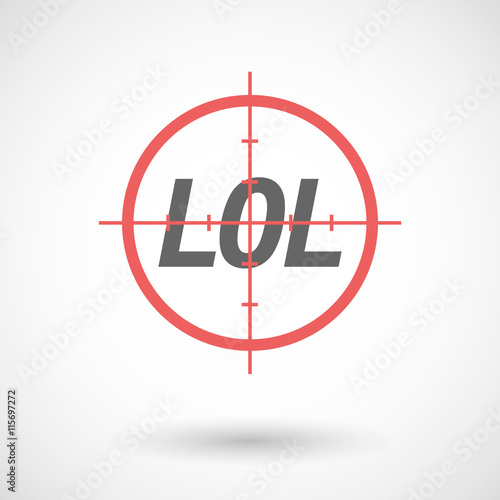 Isolated red crosshair icon with    the text LOL