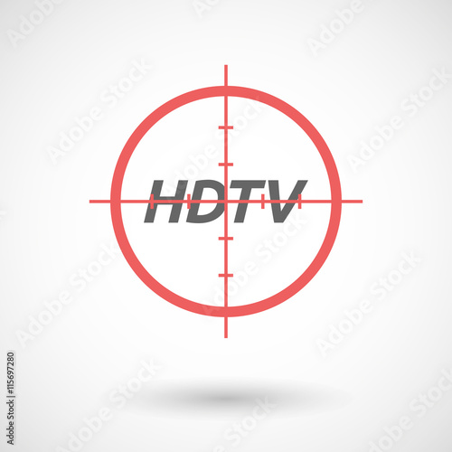 Isolated red crosshair icon with    the text HDTV