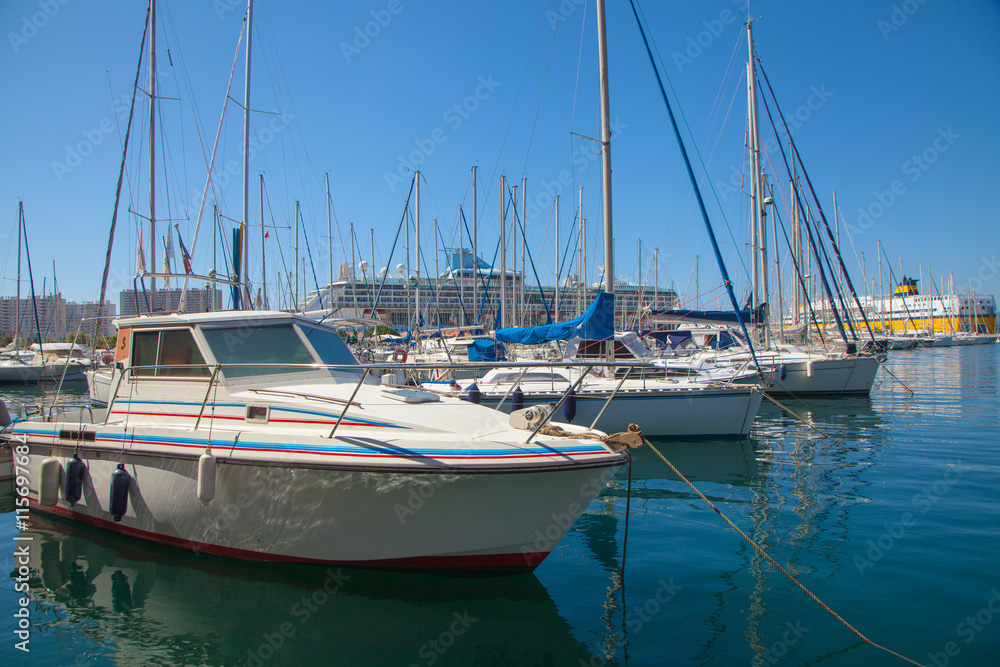 sailboats in the Harbor of the city of Toulon, southern France

