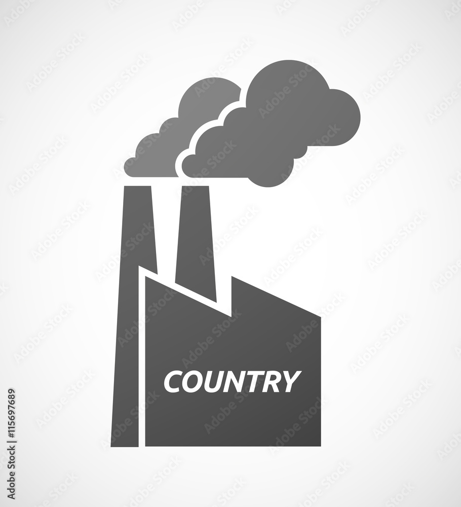 Isolated industrial factory icon with the text COUNTRY Isolated industrial factory icon with the text COUNTRY