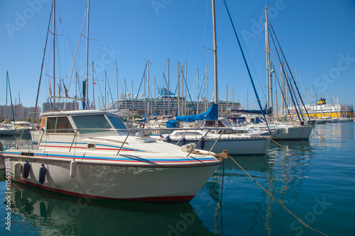 sailboats in the Harbor of the city of Toulon, southern France     © flydragon