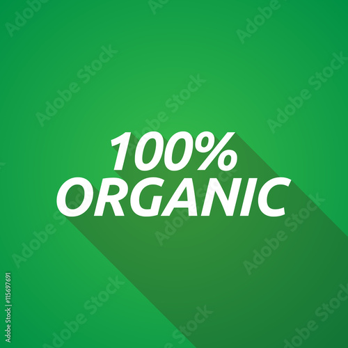 Long shadow illustration of    the text 100% ORGANIC