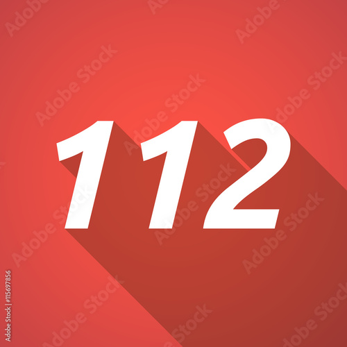 Long shadow illustration of    the text 112