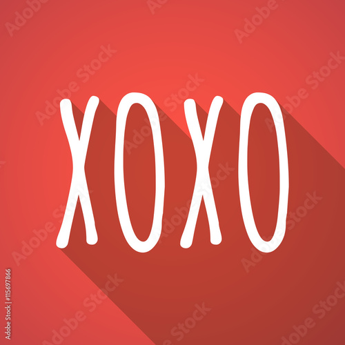 Long shadow illustration of    the text XOXO