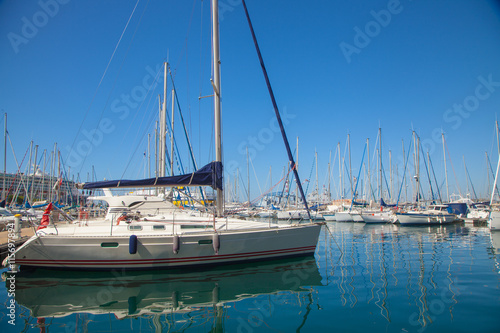 sailboats in the Harbor of the city of Toulon, southern France
