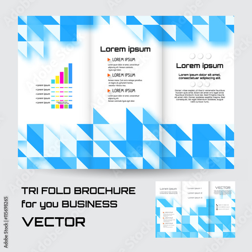 brochure folder leaflet geometric triangle rhombus abstract element blue color background