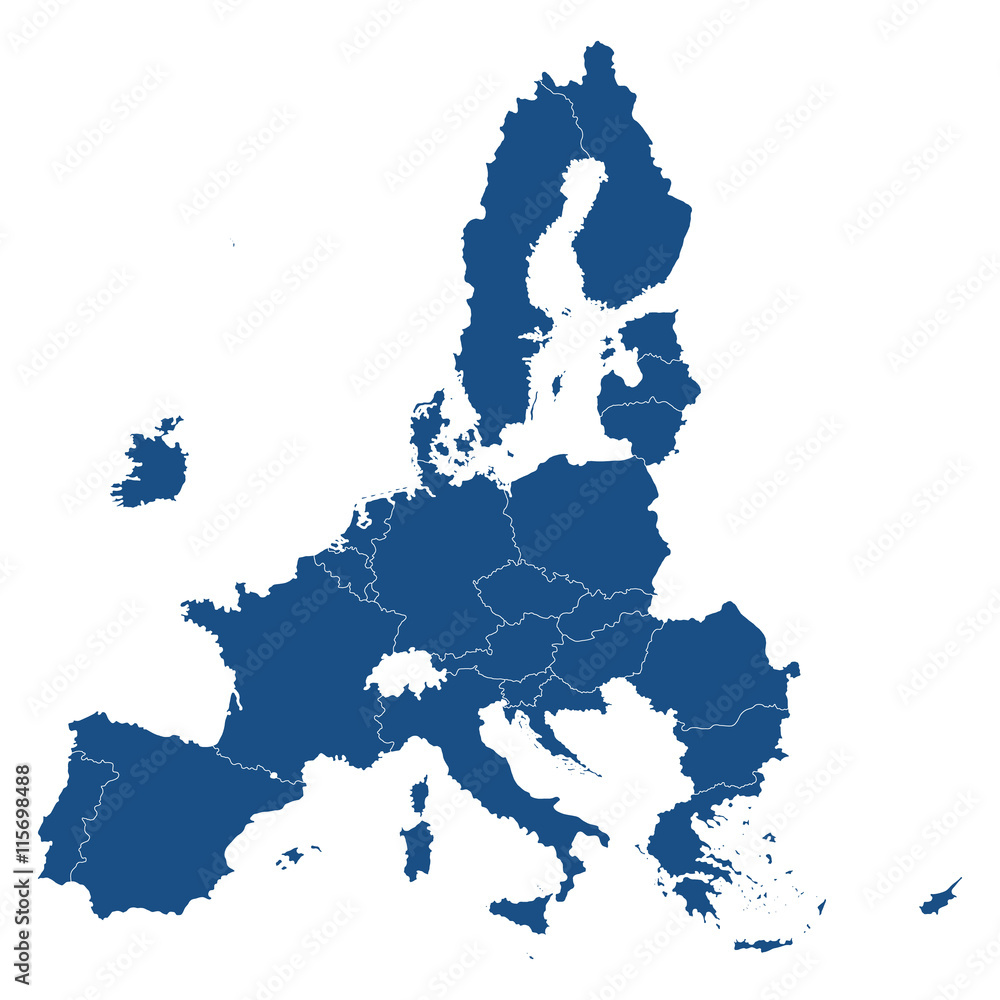 Fototapeta premium Europäische Union (ohne Großbritannien) - Vektor in Blau