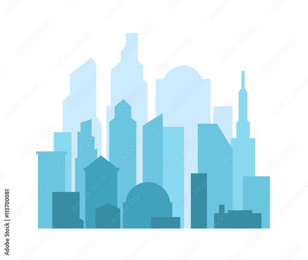 Vector cityscape background with aerial perspective