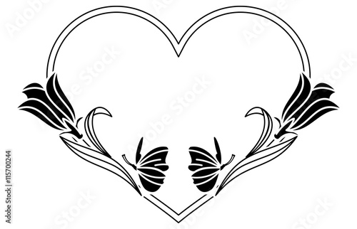 Elegant heart shaped frame with bluebells. Vector clip art.