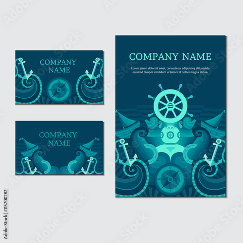 Vector sea card. Marine identity