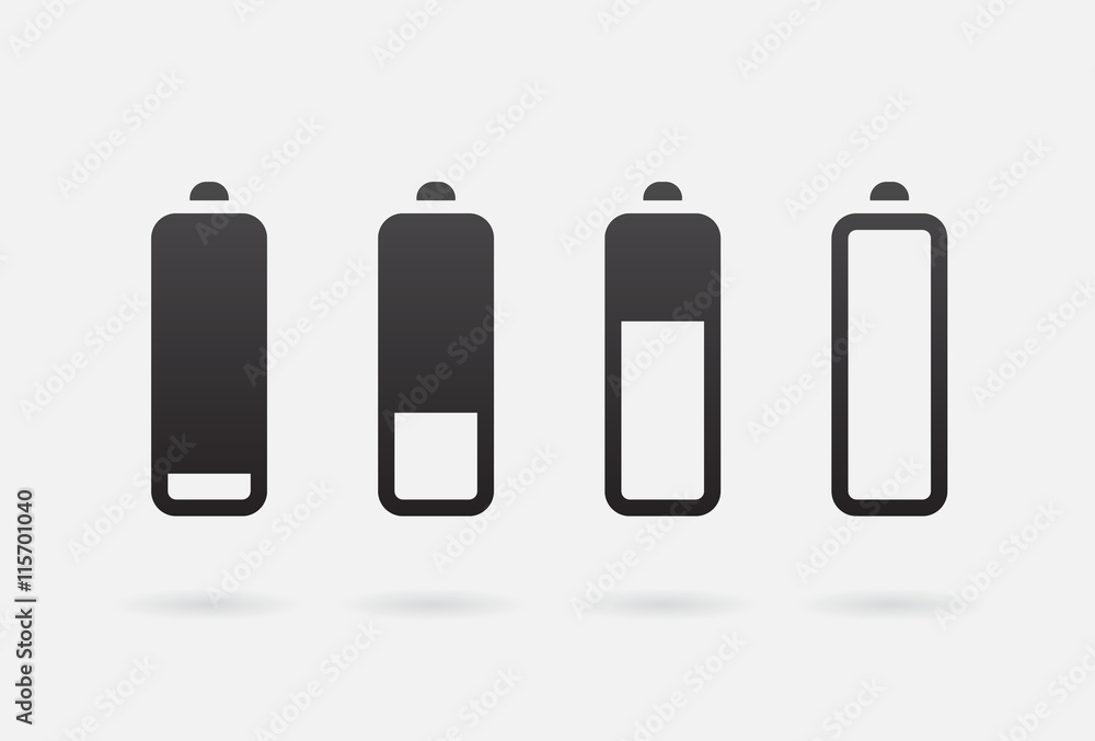 Vector Battery Accumulator Charge Icon or Symbol Set Vector Battery Accumulator Charge Icon or Symbol Set