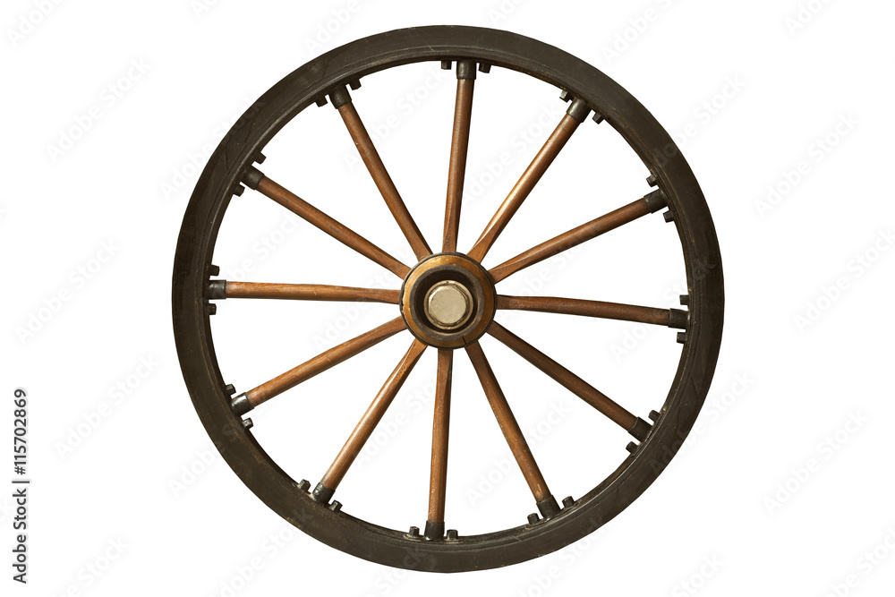 brown and black old wooden wheel