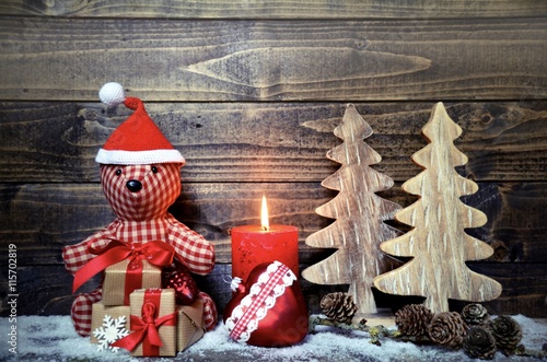 Weihnachtskarte - Teddy mit...